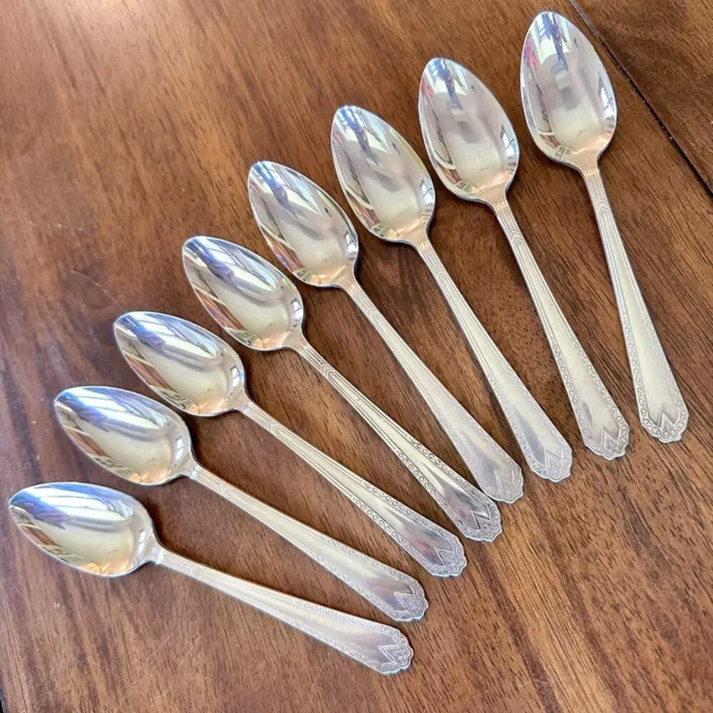 Atq Art Deco National Silver Co EPNS Silver Plate Tea Spoons 